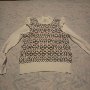 LOFT Multicolor Patterned Cowl Sweater